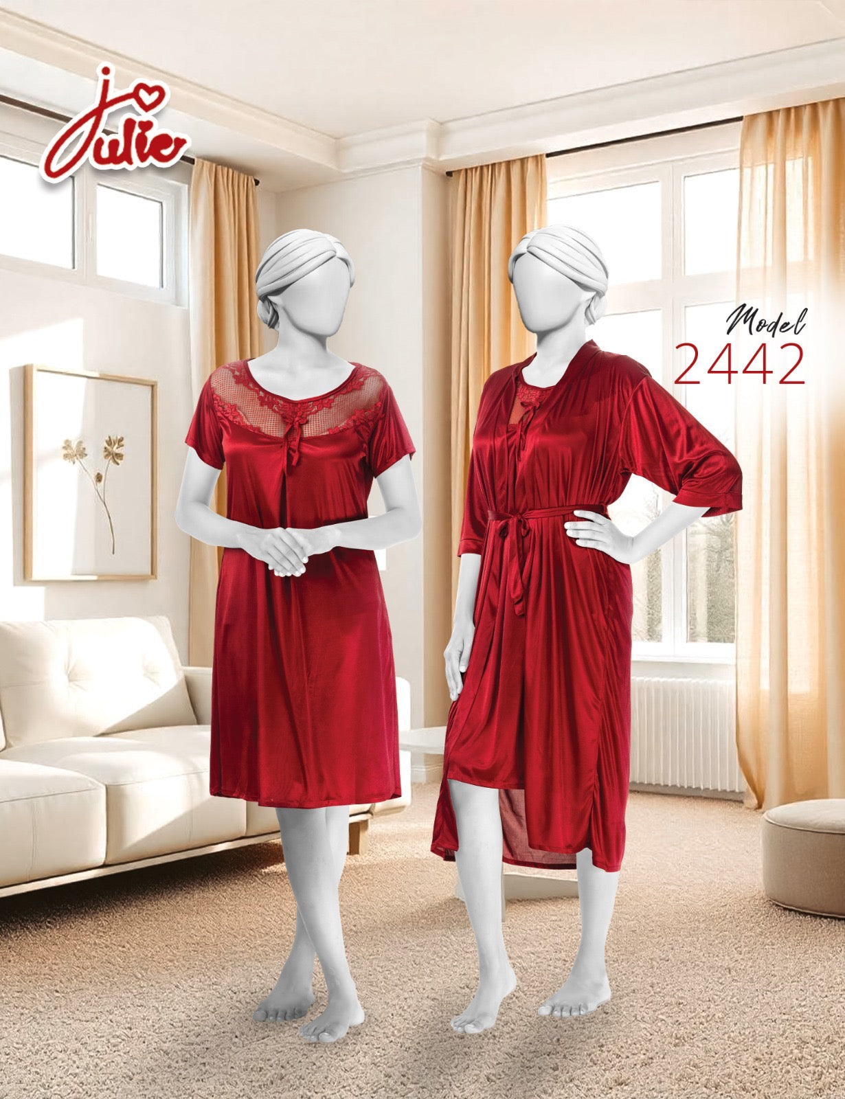 Julie 2PCS soft Silk Nighty