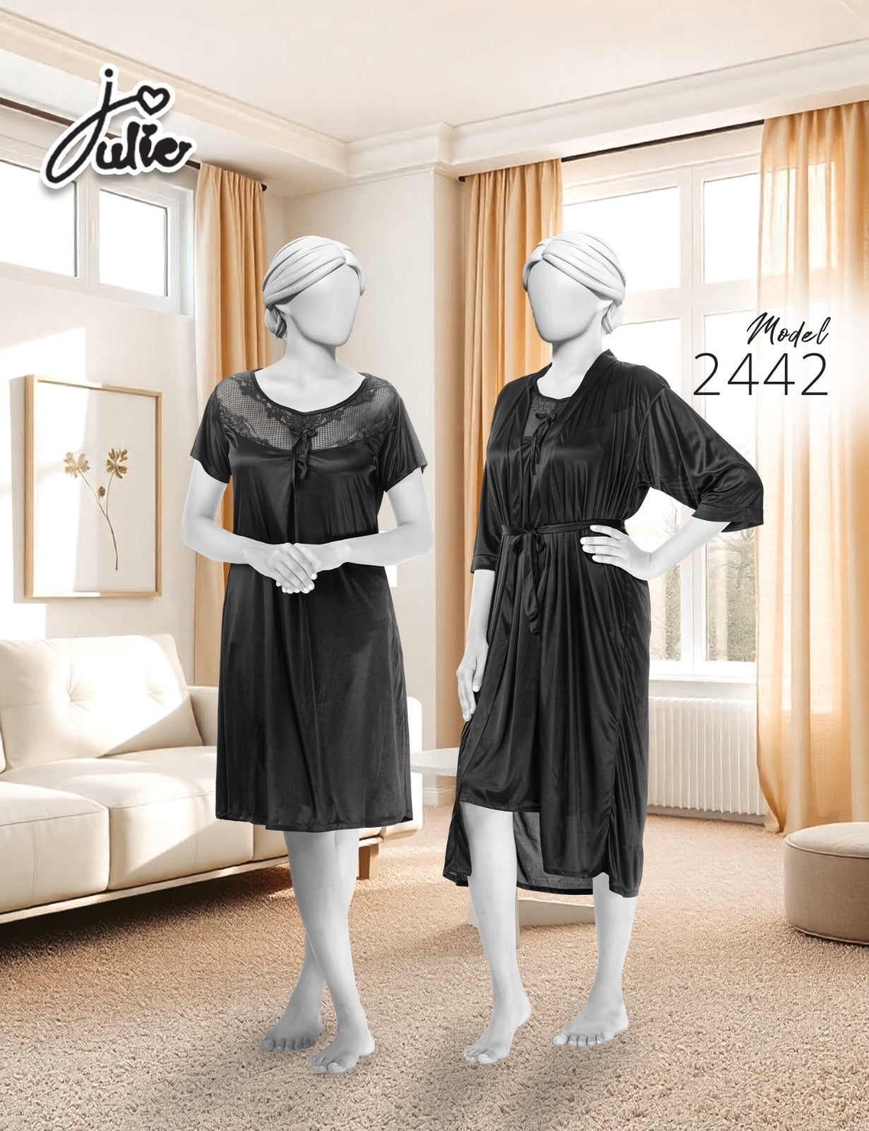 Julie 2PCS soft Silk Nighty