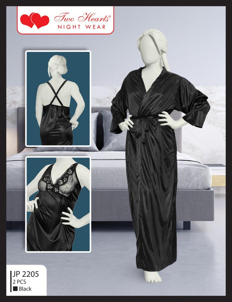 Two Hearts 2 Piece Silk Nighty