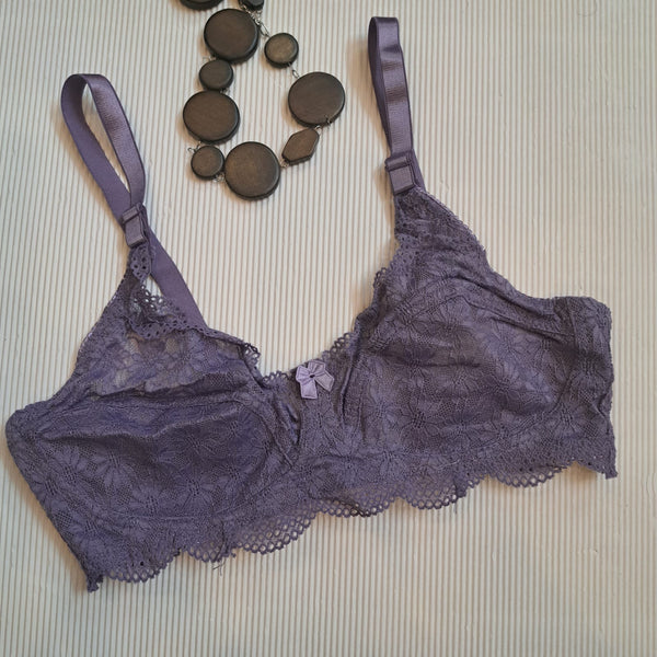 Galaxy Soft Net Bra Without Ring with Flower Lace