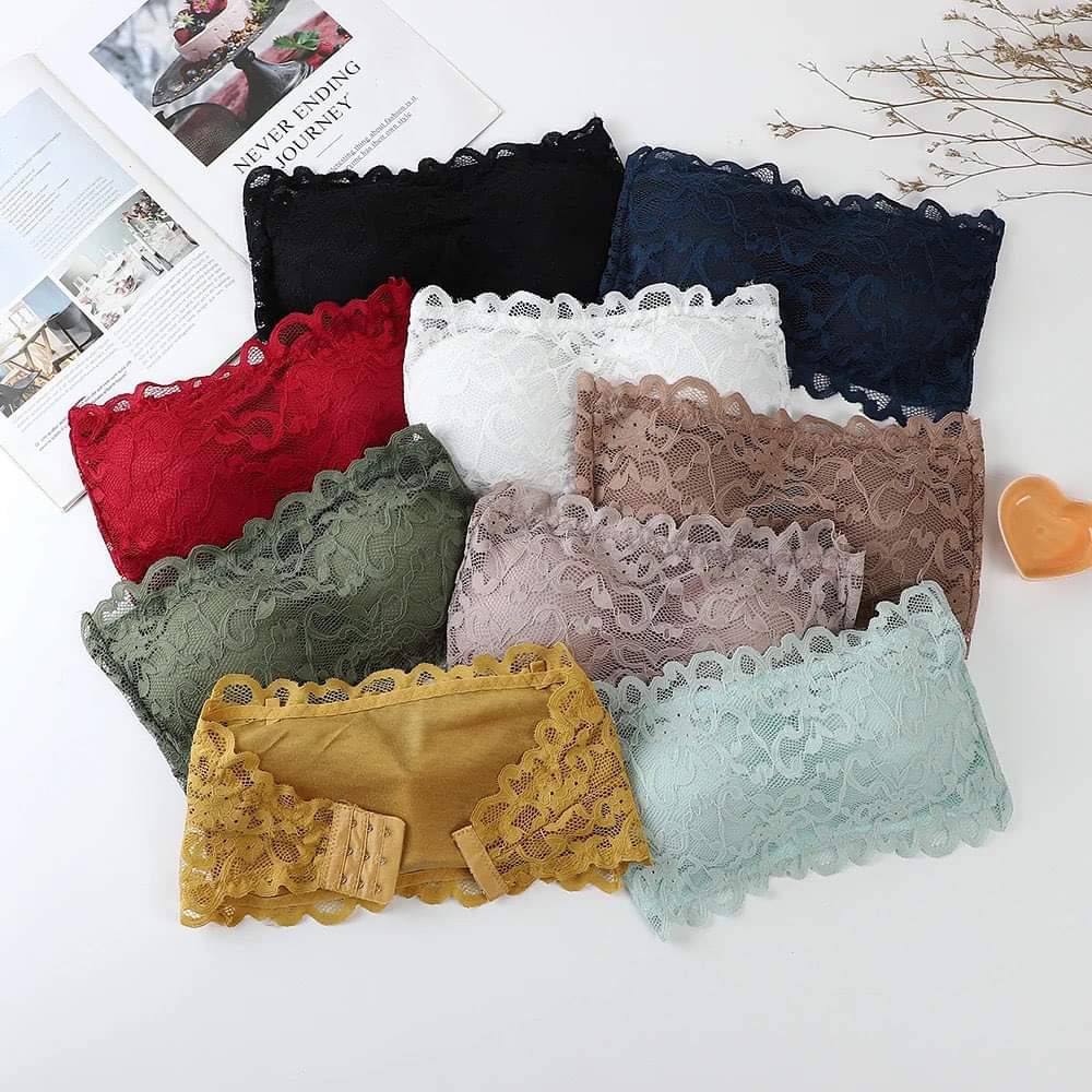 Net floral Strapless Biddies With Back Hook And removable pad