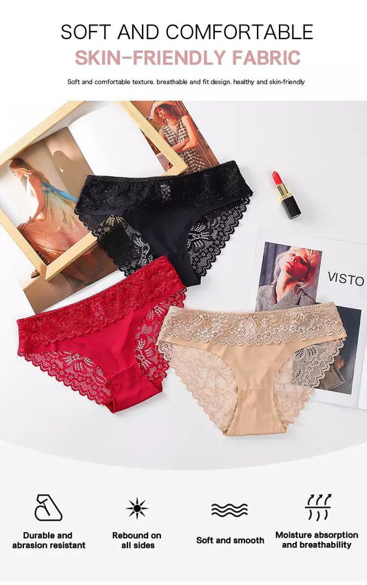 Half net cotton panties Pack of 3