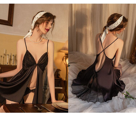 Front Open V Neck Backless Breathable elegant lingerie