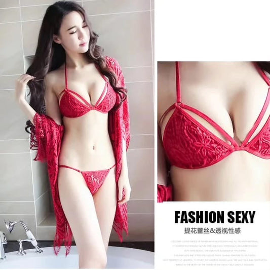 Restock New arrival Three piece Nighty Bra Panty gown