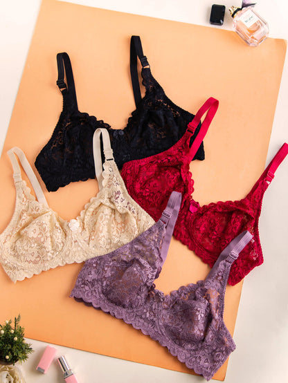 Daily wear summer net Bra ( PACK OF 4 )