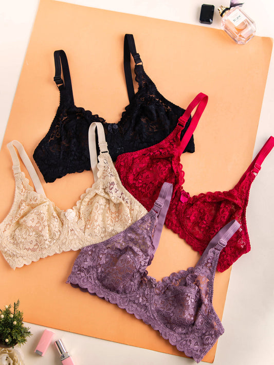 Daily wear summer net Bra ( PACK OF 4 )