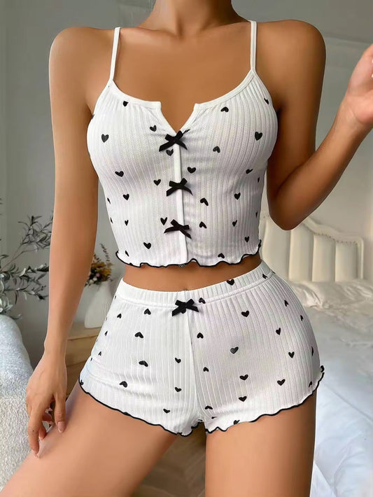 50/50Heart printed Cami Shorts Nighty Lingerie