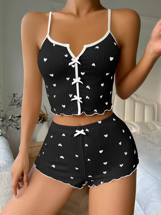 50/50Heart printed Cami Shorts Nighty Lingerie
