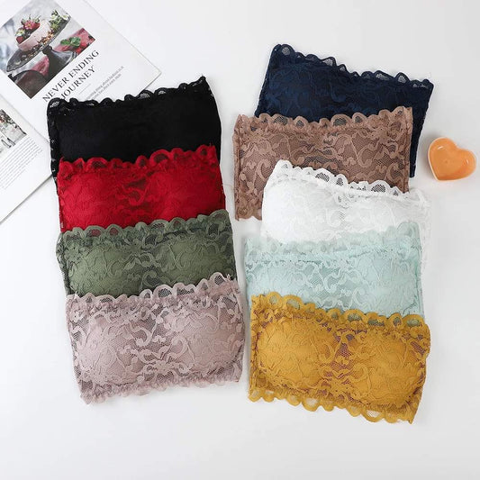 Net floral Strapless Biddies With Back Hook And removable pad
