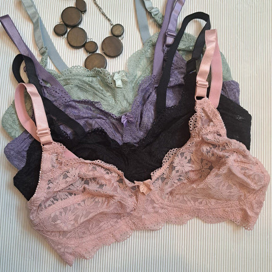Galaxy Soft Net Bra Without Ring with Flower Lace
